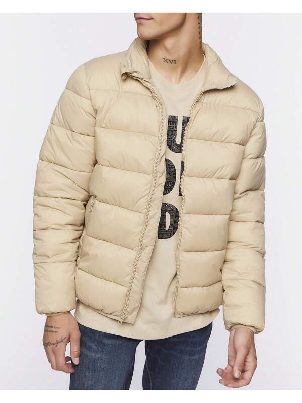 Lana Puffer Jacket For Men Lightweight Warm Modern Design In Light Beige Ultra Cozy Insulation For All Seasons Comfort