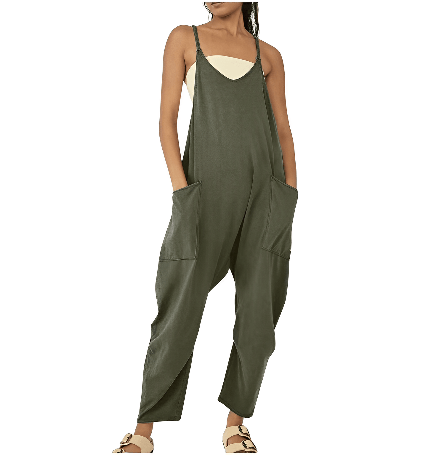 Sleeveless jumpsuit for women with pockets - a casual one-piece