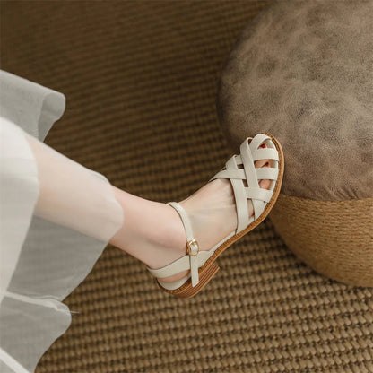 Meritxell Womens Non Slip Sandals All Day Comfort Zero Slips Elegant Interwoven Leather