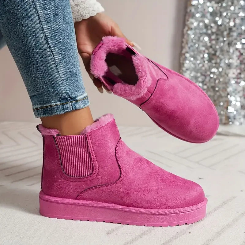 Women's Short Boots with Solid Color and Versatile Style
