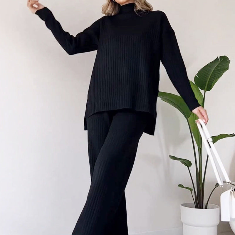 Ribbed Turtleneck Knit Dress Set For Women Effortless Comfort Meets Modern Versatility