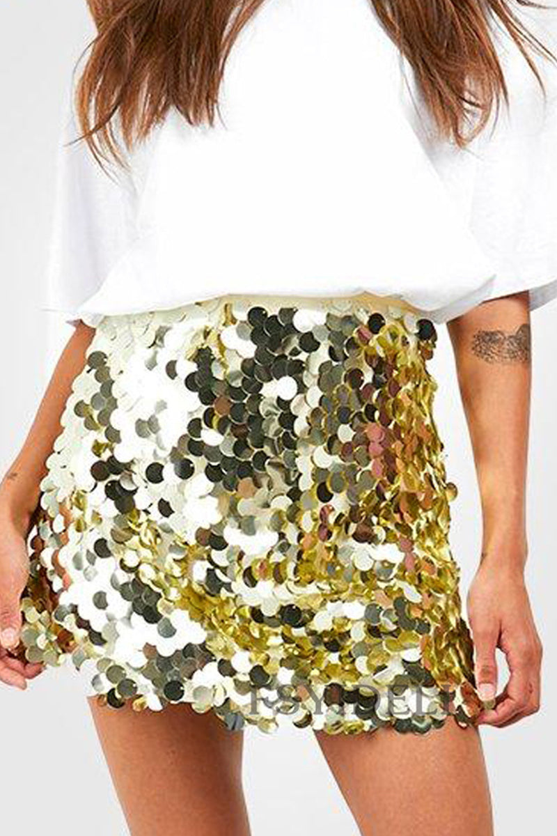 Mila Sequin Skirt Seductive Solid Sparkle For Women Partywear Premium Polyester Shine