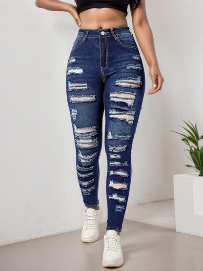 Ripped Cropped Jeans for Women with High Stretch Comfort