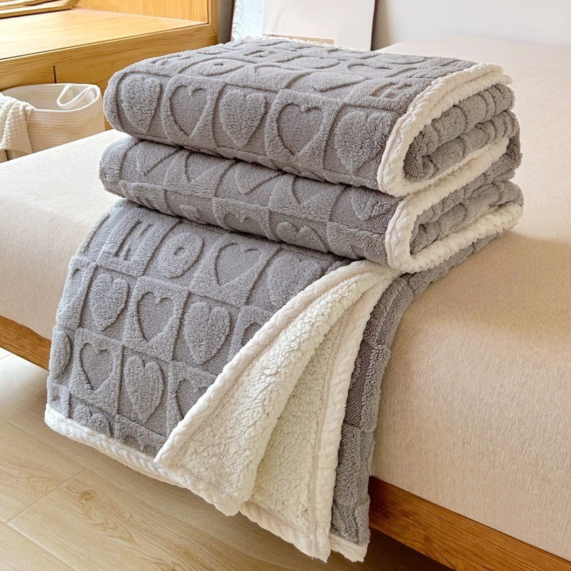 Embossed Sherpa Blanket Plush Reversible Design Ultra Soft Cozy Throw For Living Room And Bedroom