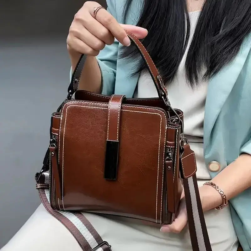 TrendAura Cathy Leather Crossbody Bag - Structured Design With Adjustable Shoulder Strap For All Day Versatility