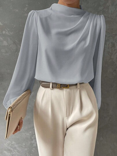 Liza Bishop Sleeve Blouse For Women Elegant Workwear With Comfort And Timeless Style
