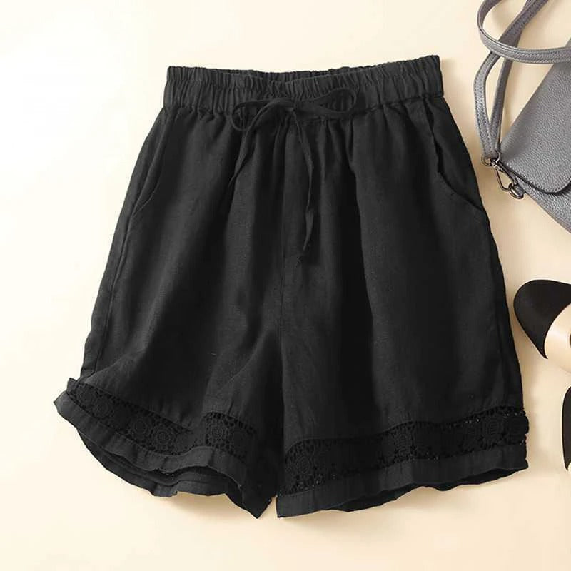Women's Floral Shorts with Elastic Waist and Lightweight Fabric