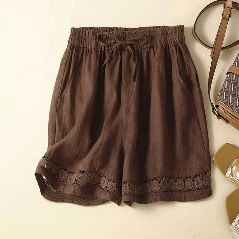 Women's Floral Shorts with Elastic Waist and Lightweight Fabric