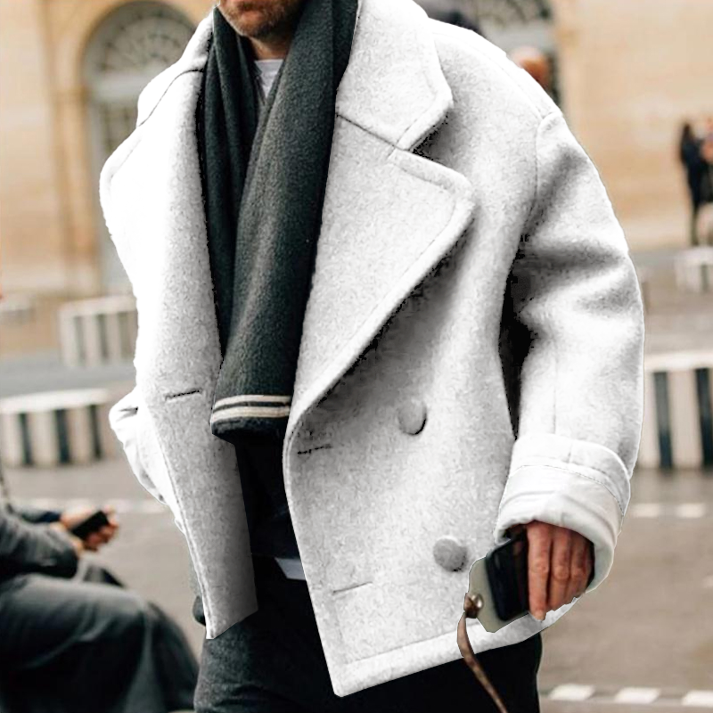 Mens Double-Breasted Jacket Loose-Fit Cropped Timeless Style For Office Professionals Everyday Wear