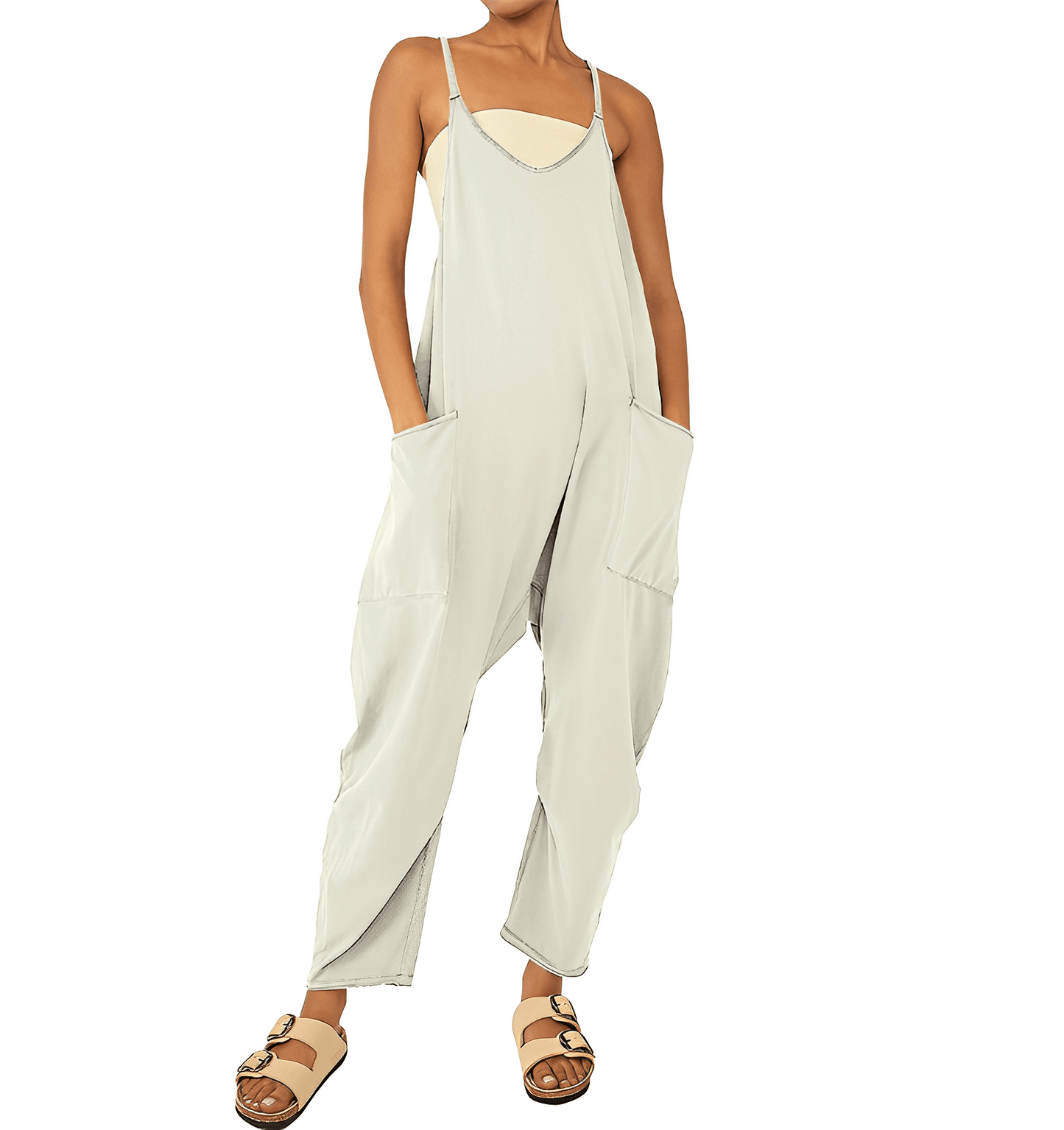 Sleeveless jumpsuit for women with pockets - a casual one-piece