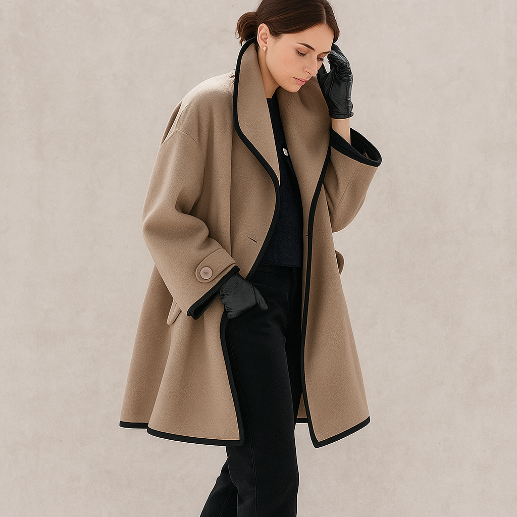 Women's Winter Trench Coat | With Contrast Trim Casual