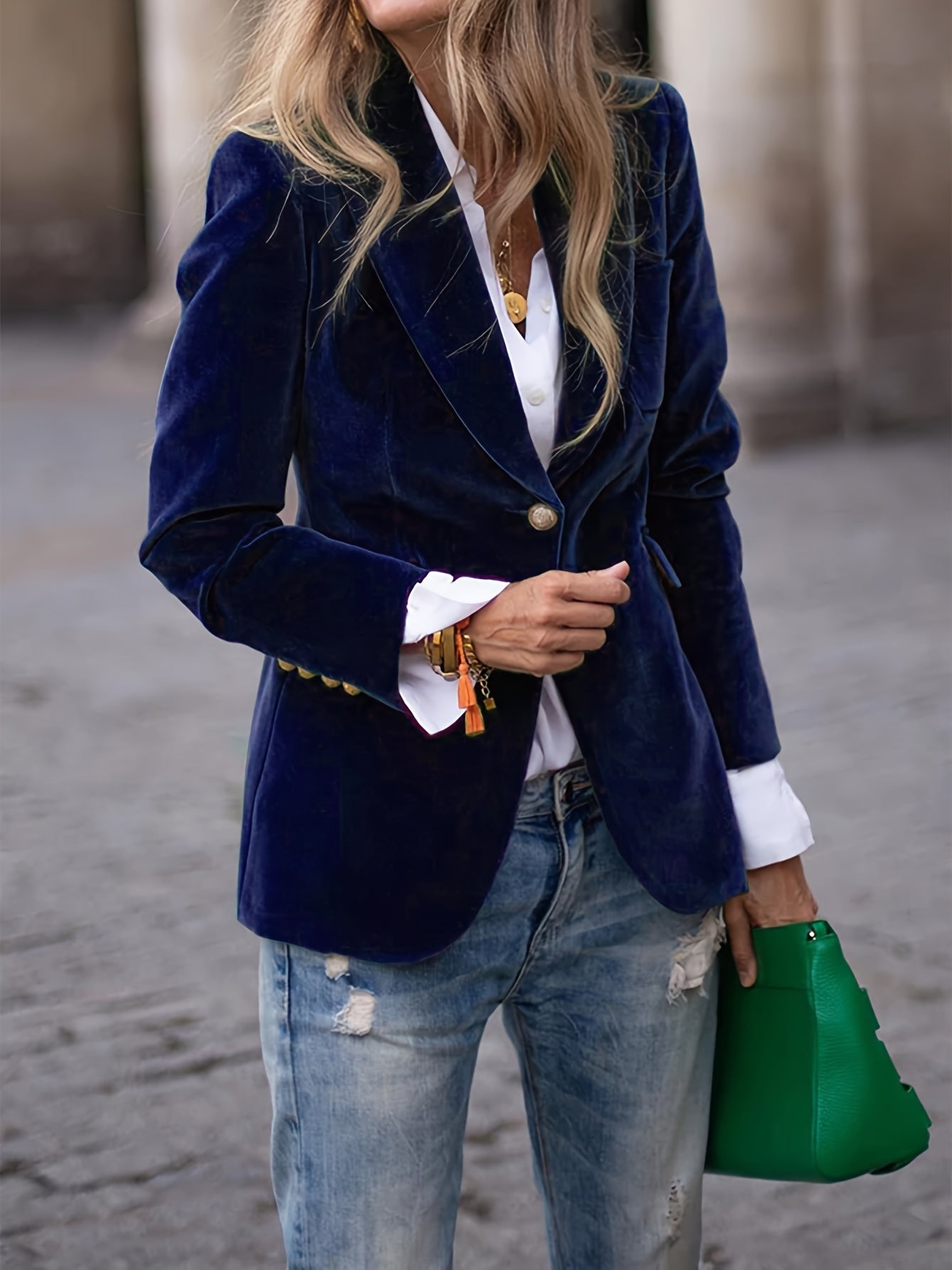 Tailored Fit Button Front Blazer for Women – Classic Stylish Comfort