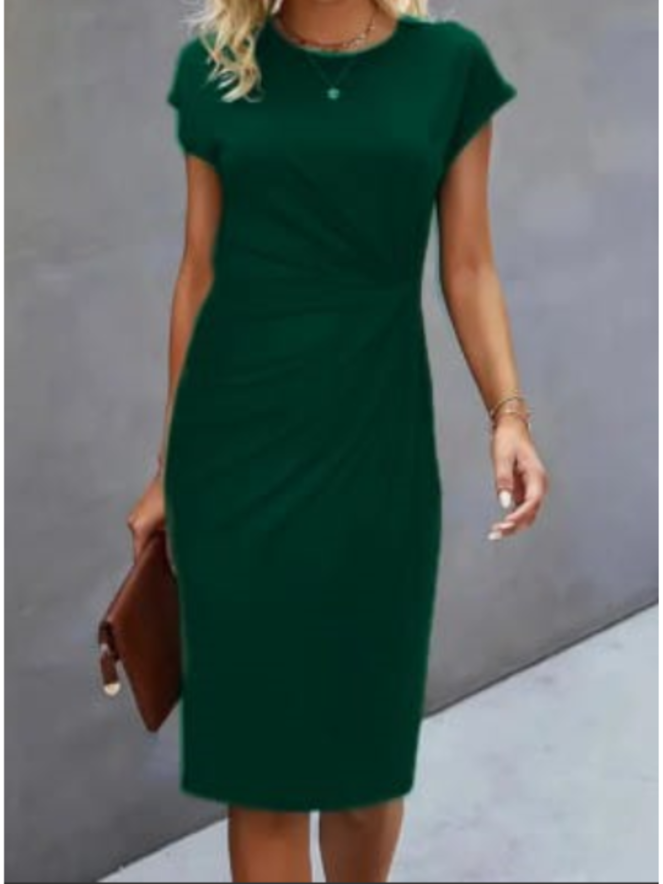 Elegant Midi Dress for Women with Short Sleeves – TrendAura