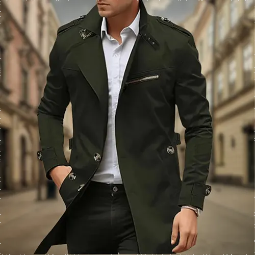 Lilian Long Coat For Men Chic Look And Confidence With Structured Cut And Details