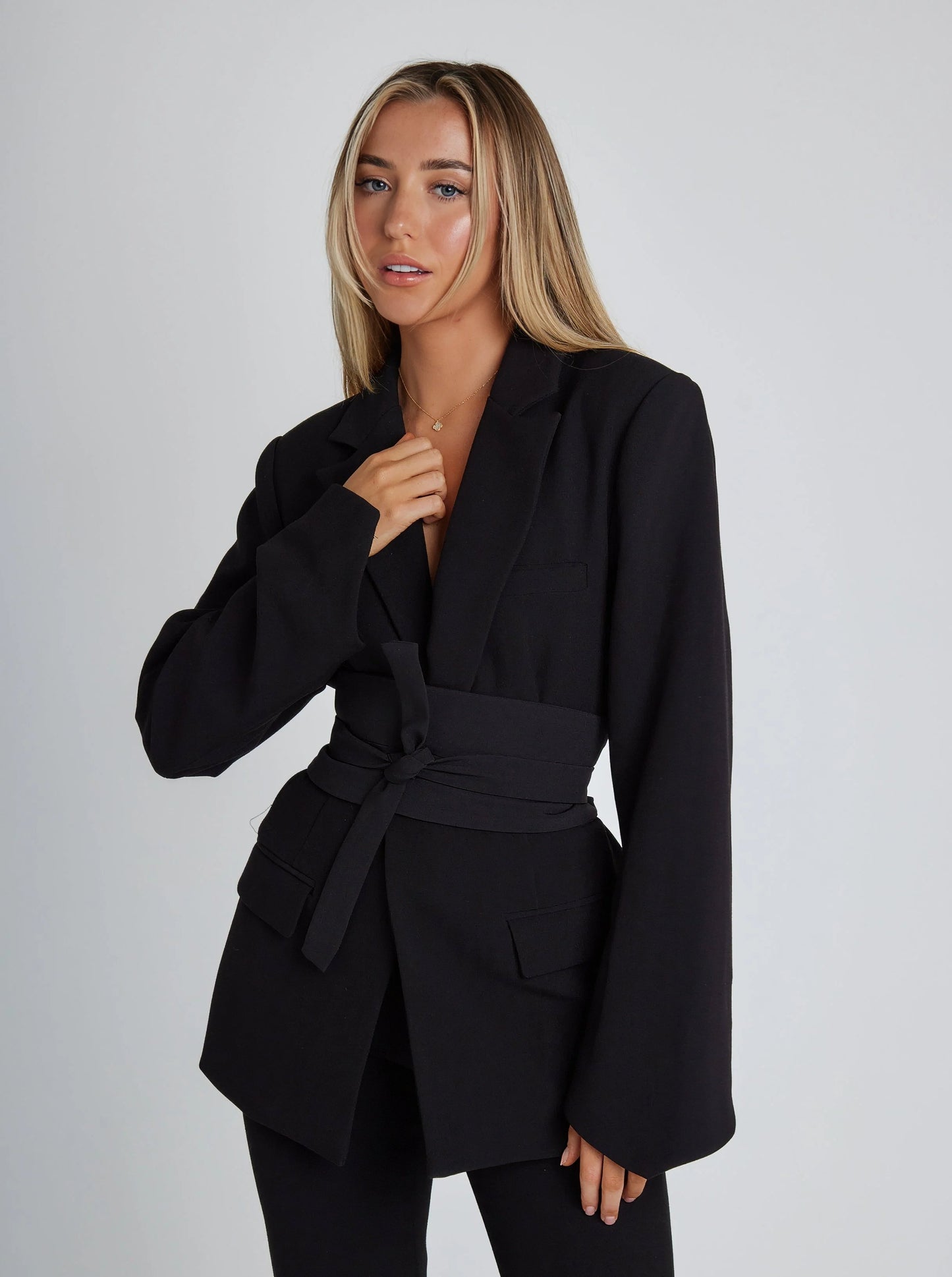 Onni Elegant Blazer With Belt For Women Slim Tailored Fit Office Chic Power Look