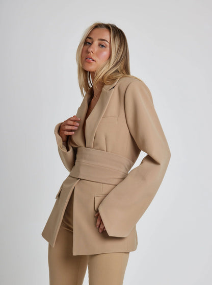 Onni Elegant Blazer With Belt For Women Slim Tailored Fit Office Chic Power Look