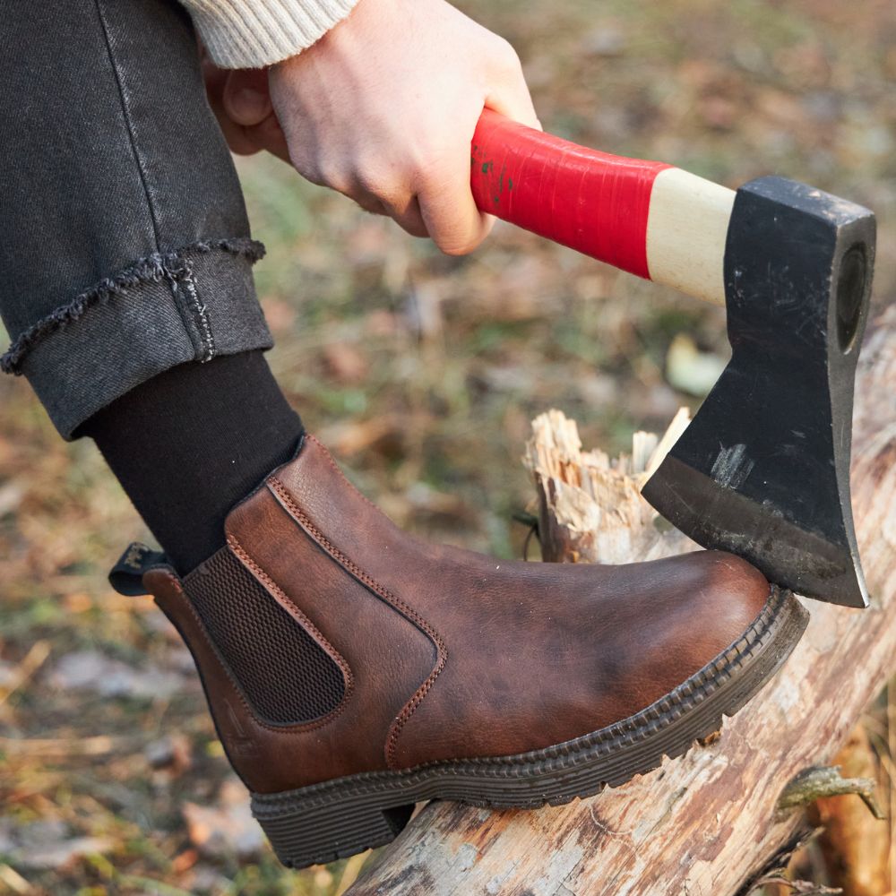 Mens Steel Toe Work Boots For Construction Workers Durable Classic Style With Mid Ankle Safety