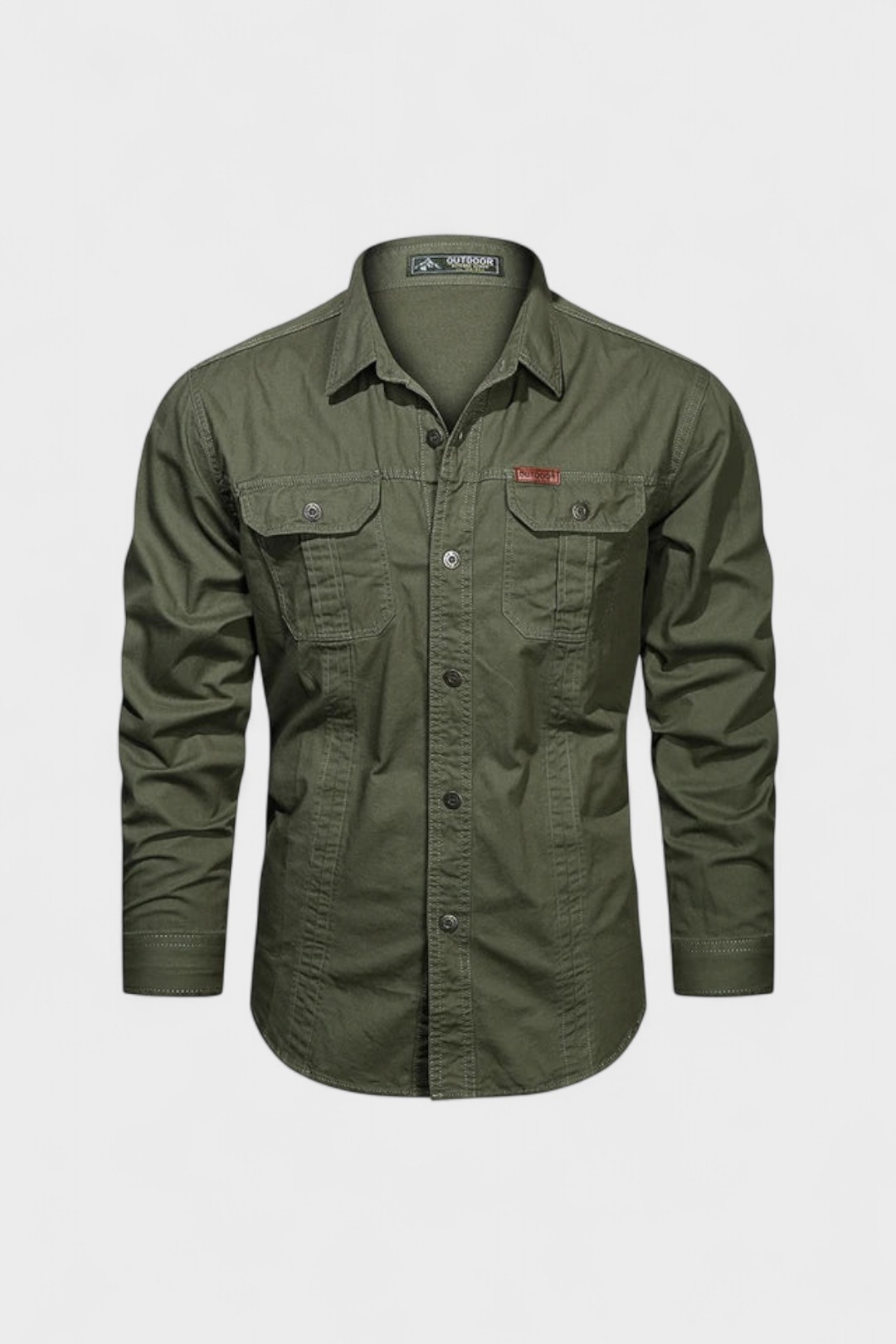 Men's Utility Button-Up Shirt Long Sleeve With Chest Pockets And Reinforced Stitching Classic Fit