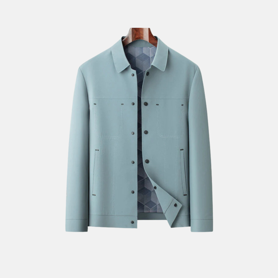 Men's Casual Jacket With Relaxed Fit Button Front Patterned Lining Hip Length Nordisk Flair By TrendAura