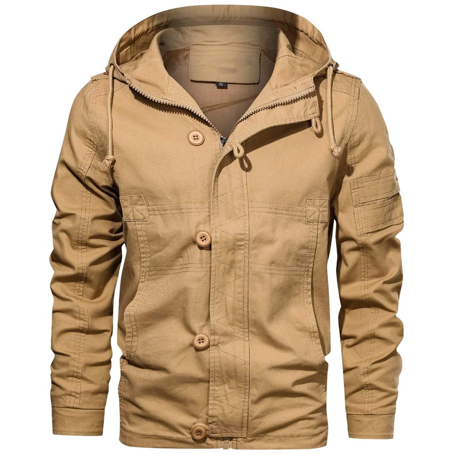 Silas Olive Utility Jacket For Men With Adjustable Hood And Multiple Pockets Durable All Weather Outdoor Coat
