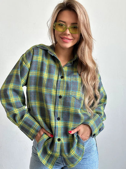 Maja Classic Flannel Shirt For Women Cozy Checkered Comfort Versatile For Office Home