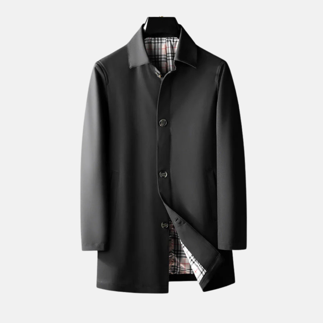 Men's Wool Blend Coat With Tailored Fit Button Front Lined Interior Formal Wear By TrendAura