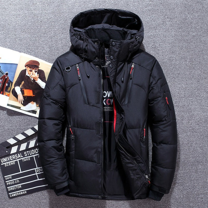 Weston Winter Puffer Jacket For Men With Detachable Hood Warm Windproof Insulated Coat