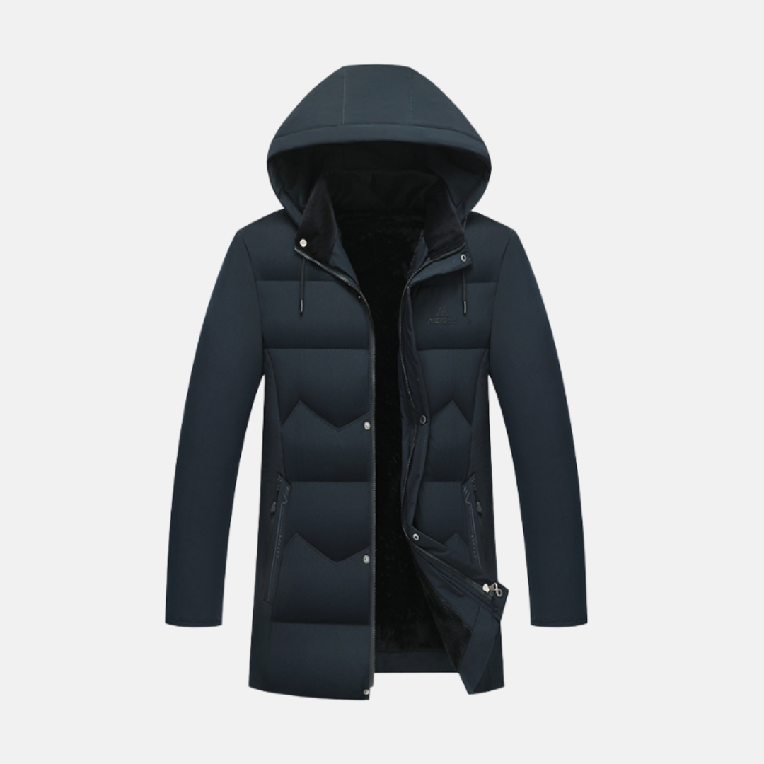 Men's Padded Coat With Quilted Hood Plush Lined Regular Fit Weather Resistant By TrendAura
