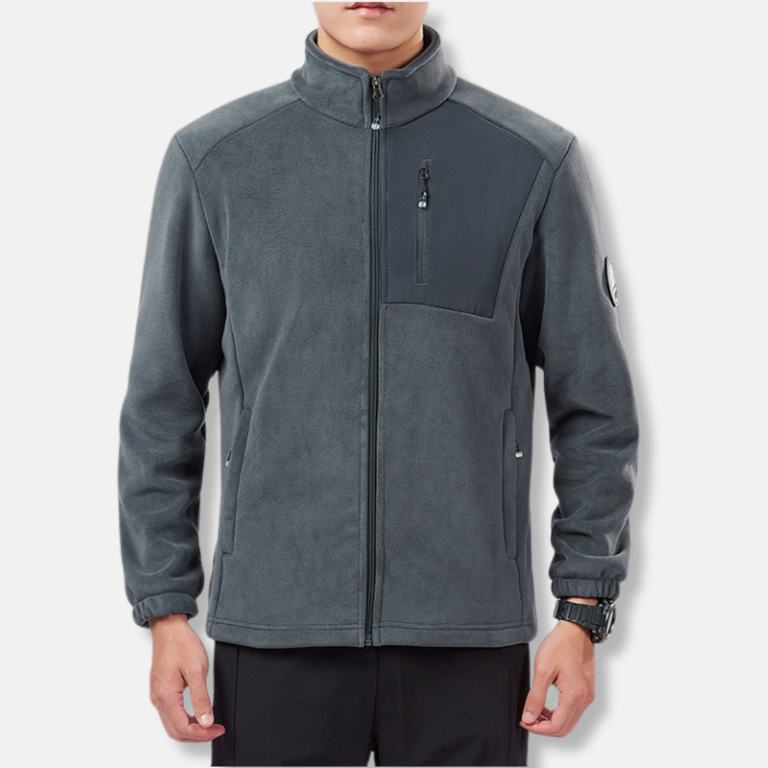 TrendAura Mens Fleece Jacket With Stand Collar Full Zip Regular Fit Elastic Cuffs Winter Outerwear