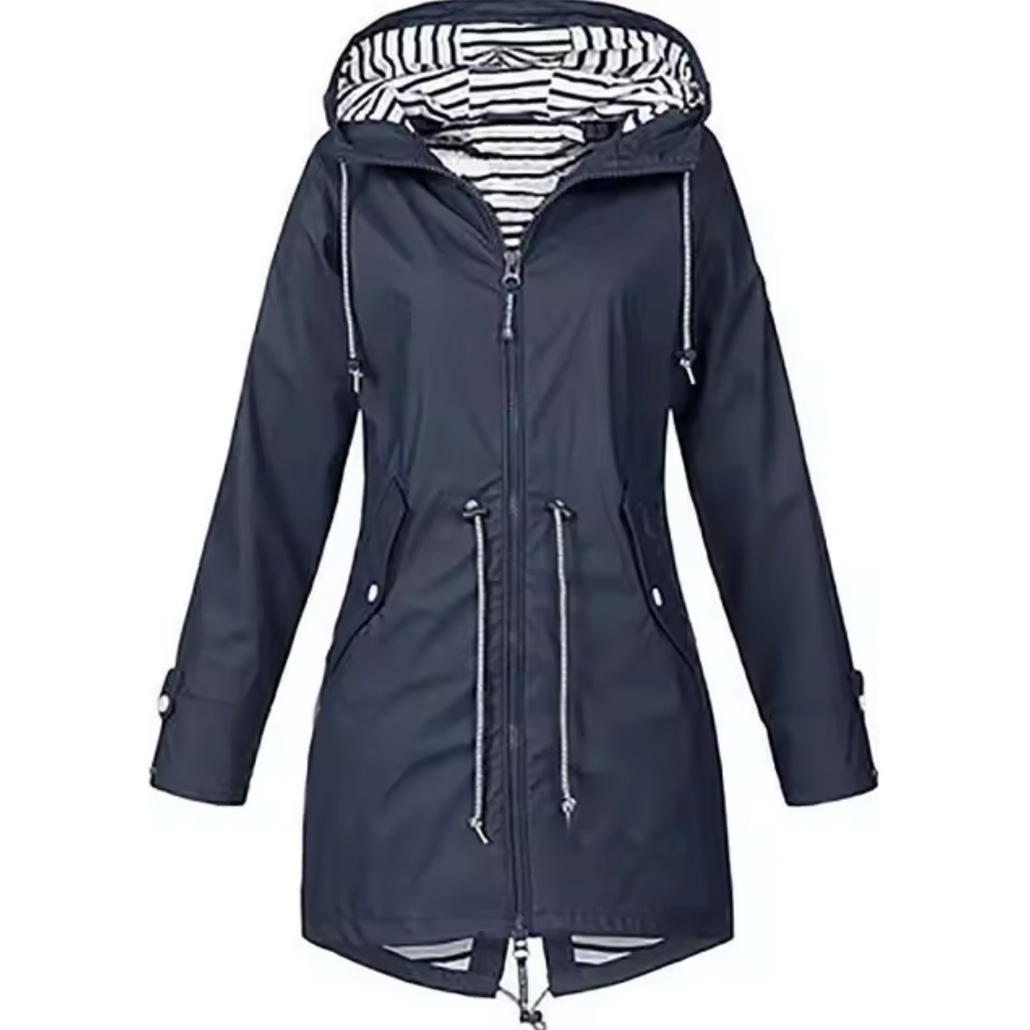 Women's Rain Jacket - Waterproof - Poncho Raincoat - Adjustable Waist - Hood with Lining
