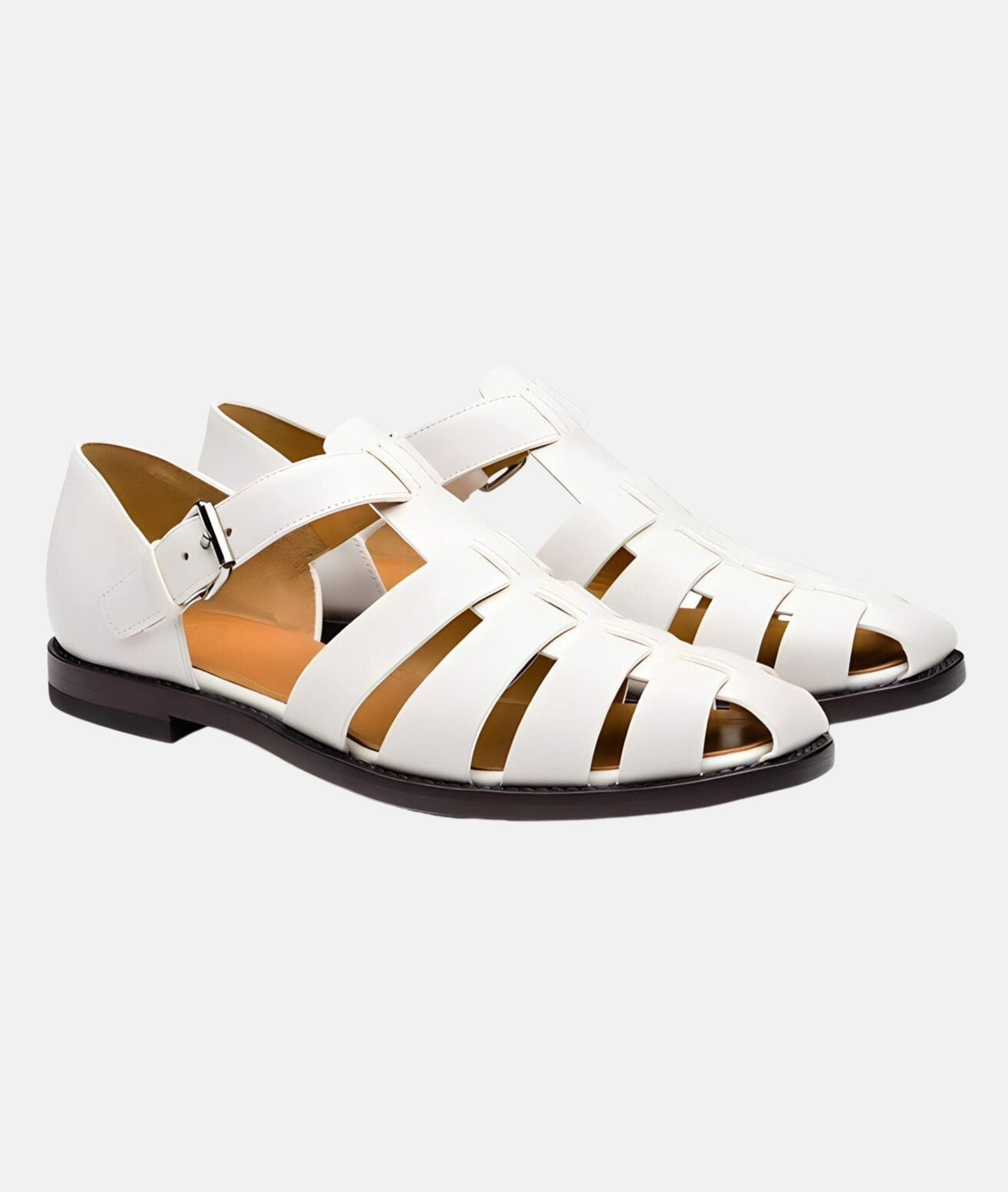 Mens Leather Sandals With Straps And Buckle Breathable Closed Toe For Stylish Summer Comfort