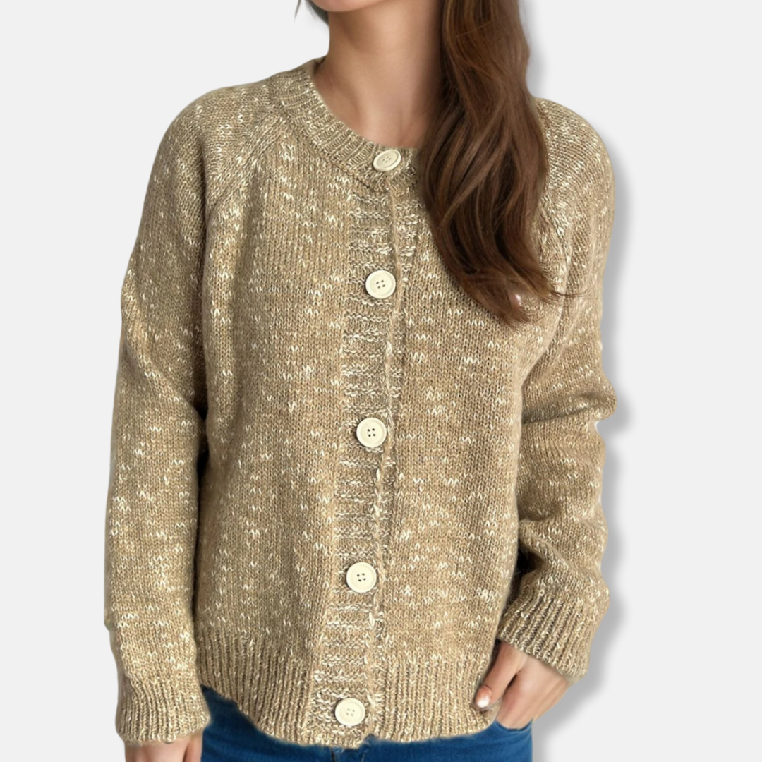 Women’s Cardigan - Acrylic Blend - Relaxed Fit - Cropped Length - Round Neck - Long Raglan Sleeve