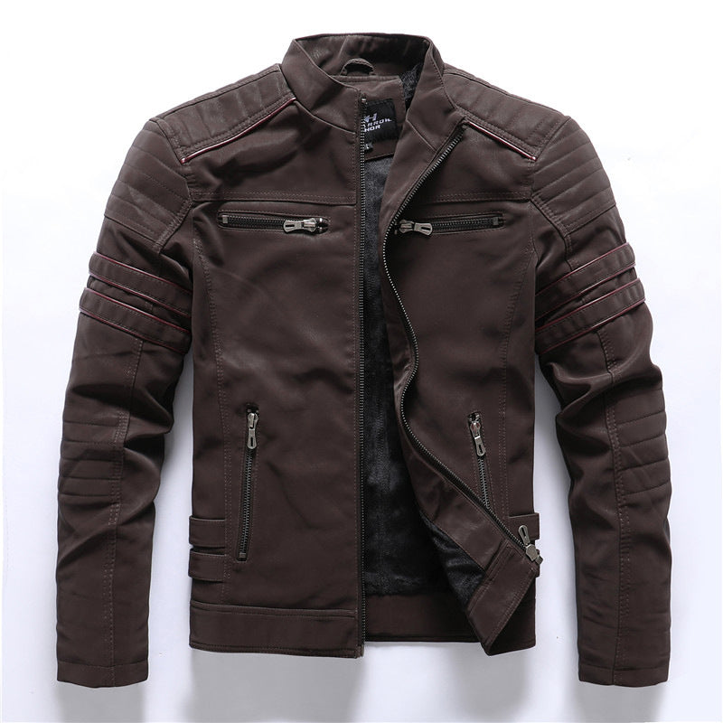 Mens Biker Jacket With Full Zip Fastening For Casual Wear Rugged Style For Modern Men