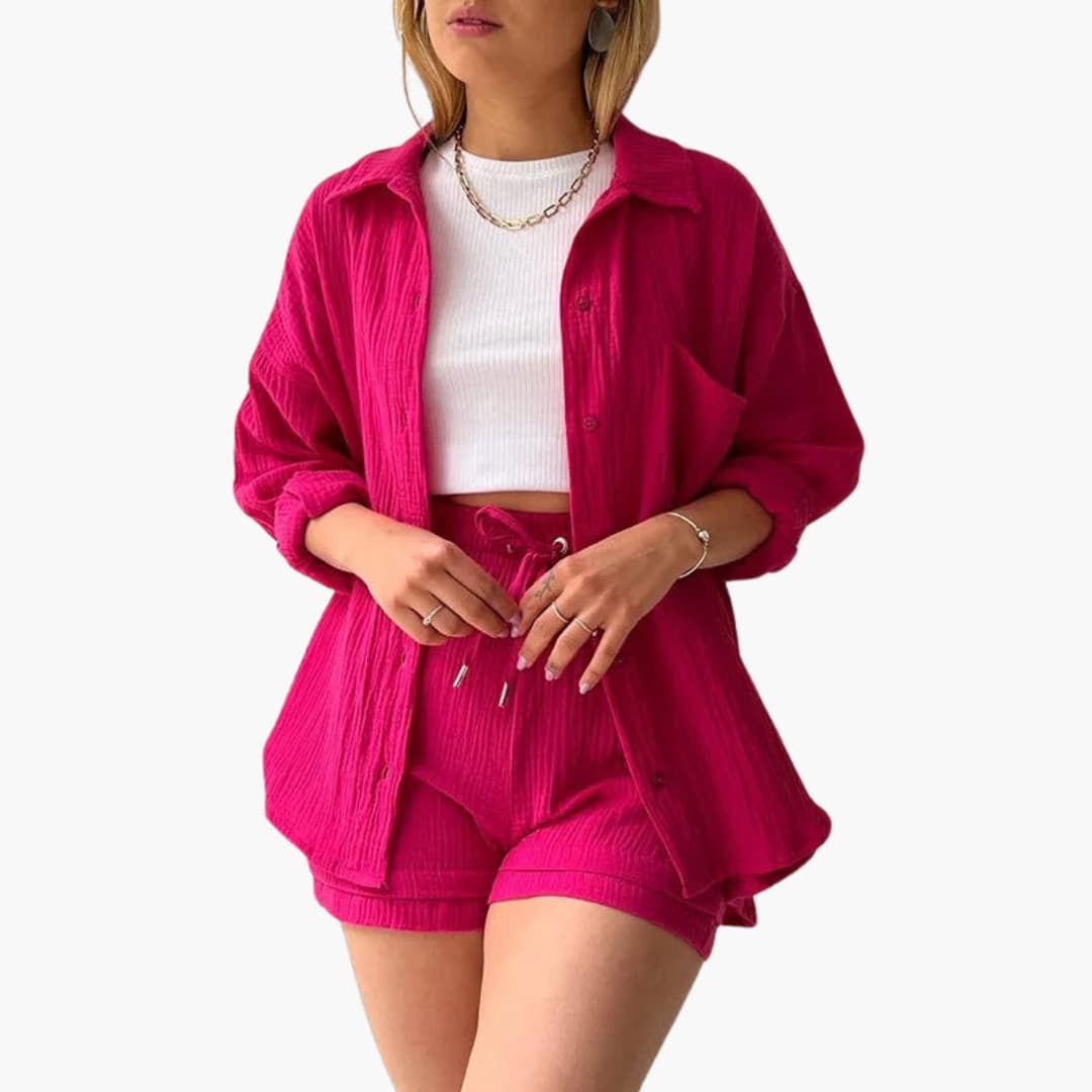 Women's Casual Two-Piece Set with Lightweight Fabric and Relaxed Fit