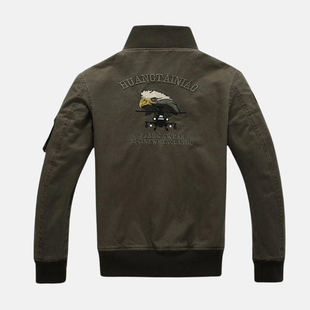 Men's Bomber Jacket Slim Fit Plush Lining Embroidered Patches Ribbed Trim Nordisk Flair