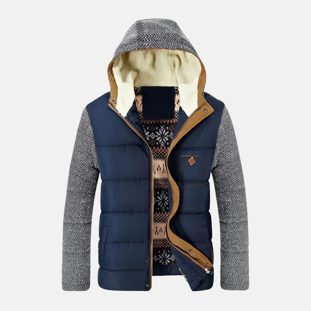 Men's Slim Fit Hip Length Jacket With Stand Collar And Removable Hood For Winter Style