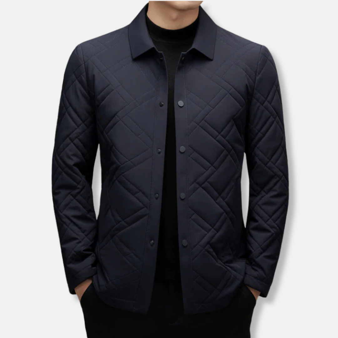 Mens Quilted Jacket With Tailored Fit Insulated Padding Point Collar Button Front By Nordisk Flair