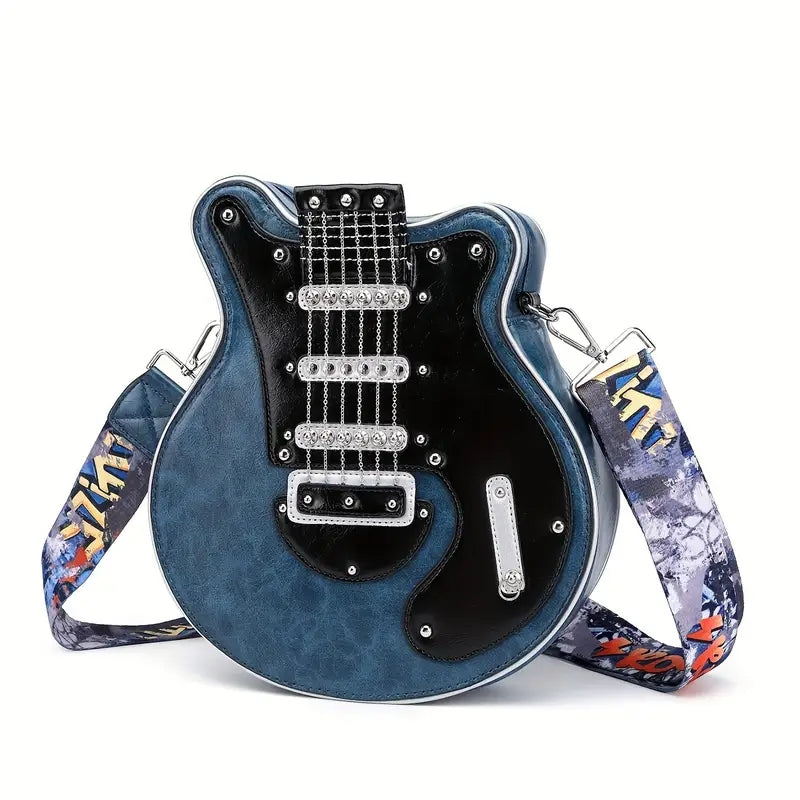 TrendAura Guitar Shoulder Bag - Unisex Guitar Silhouette With Rock Edge Strap And Spacious Interior