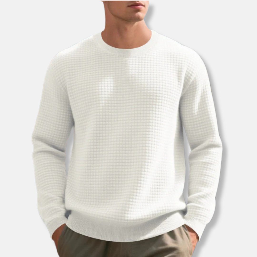 Men's Cotton Blend Sweatshirt Loose Fit Crew Neck with Ribbed Cuffs and Hem for Casual Wear