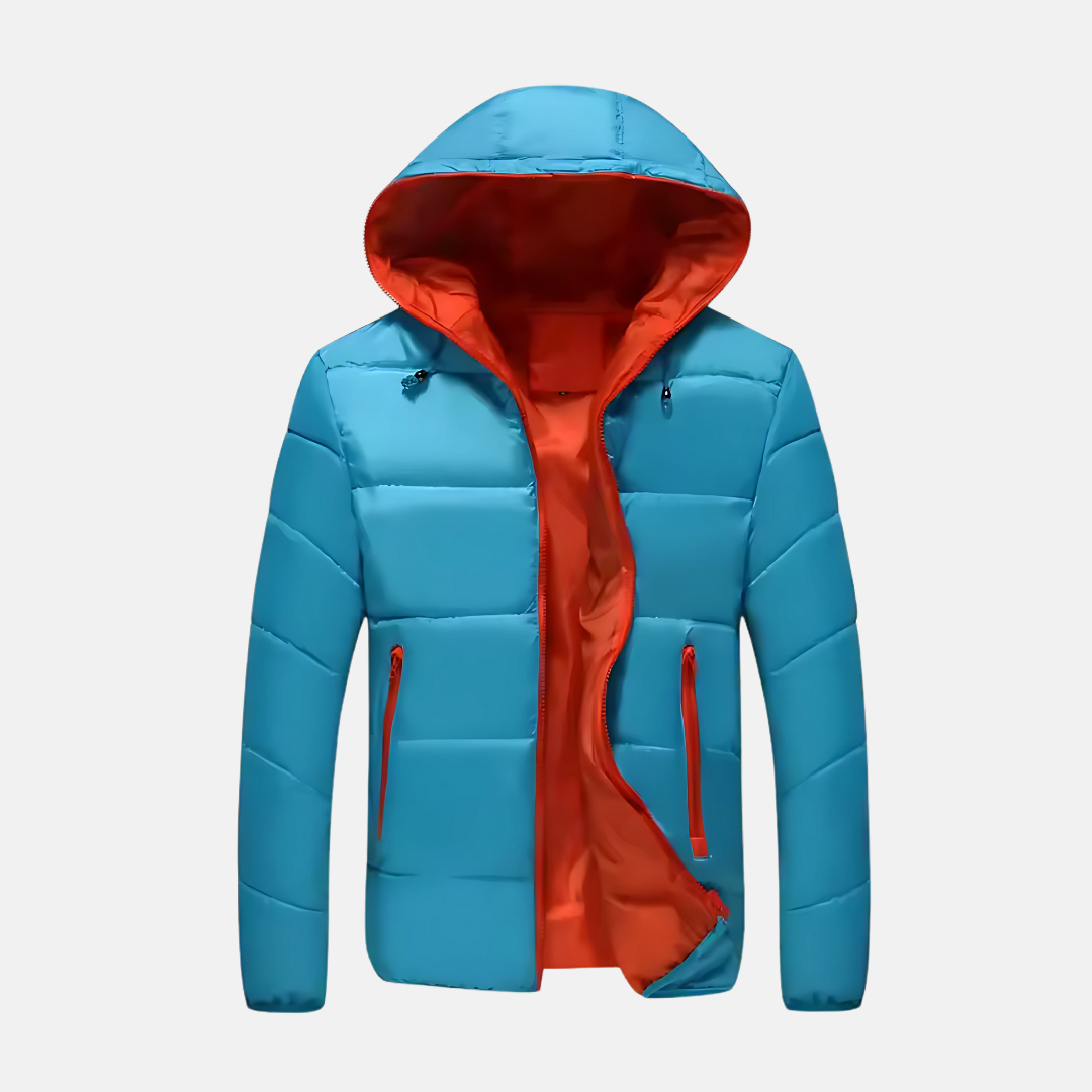 Men's Hooded Quilted Puffer Jacket Hip Length Winter Coat for Cold Weather Everyday Warm Insulated