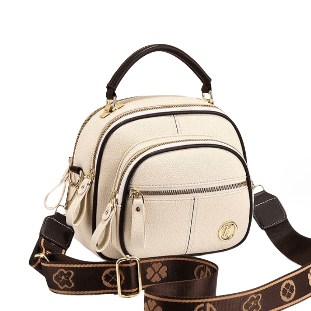 TrendAura Jan Mini Handbag - Compact Faux Leather Bag With Dual Zipper Compartments And Detachable Strap
