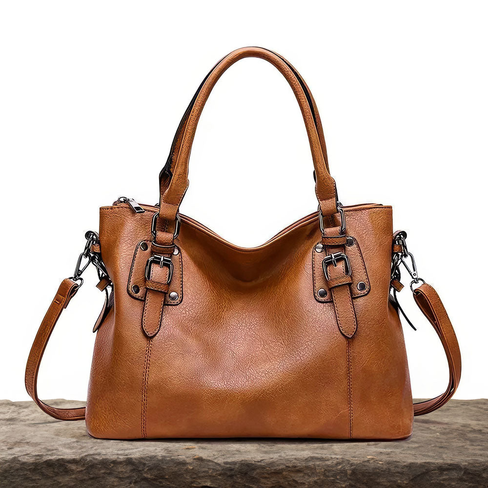Sarah - Vegan Leather Structured Shoulder Bag - TrendAura