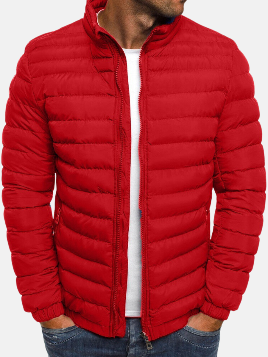 Men's Quilted Puffer Jacket With Structured Fit For Cold Weather City Ready Style For Men