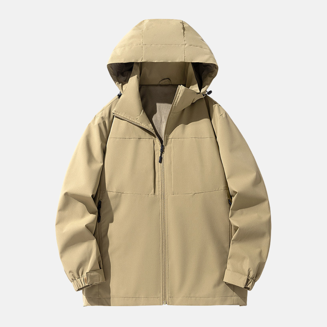 TrendAura Men's Hooded Jacket Relaxed Fit Weather Resistant With Zip Pockets And Adjustable Cuffs