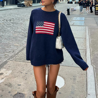 Eloura-Moda | Sweater with American flag