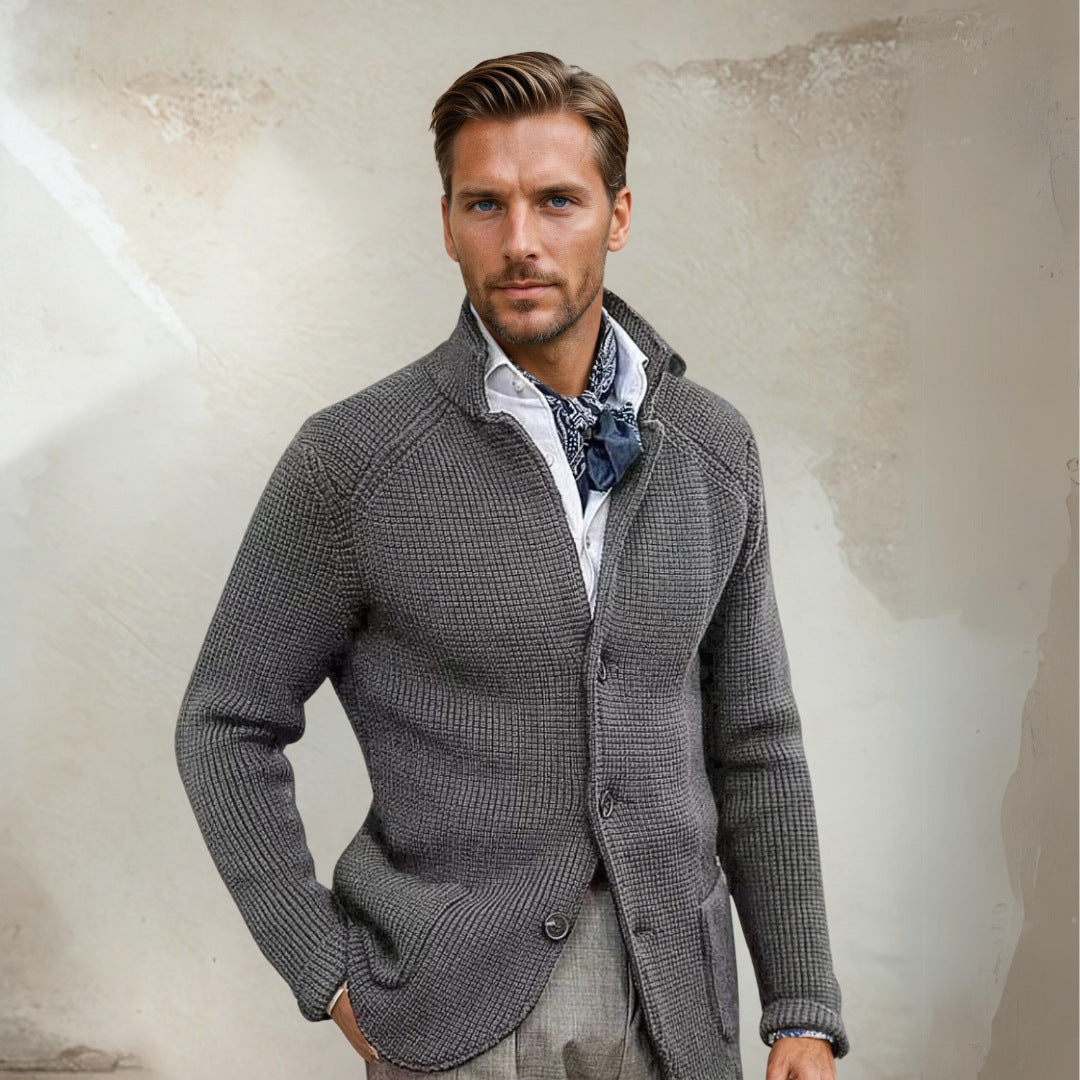 Men's Wool Blend Vest With Tailored Fit Button Closure And High Collar For Sharp Smart Casual Style