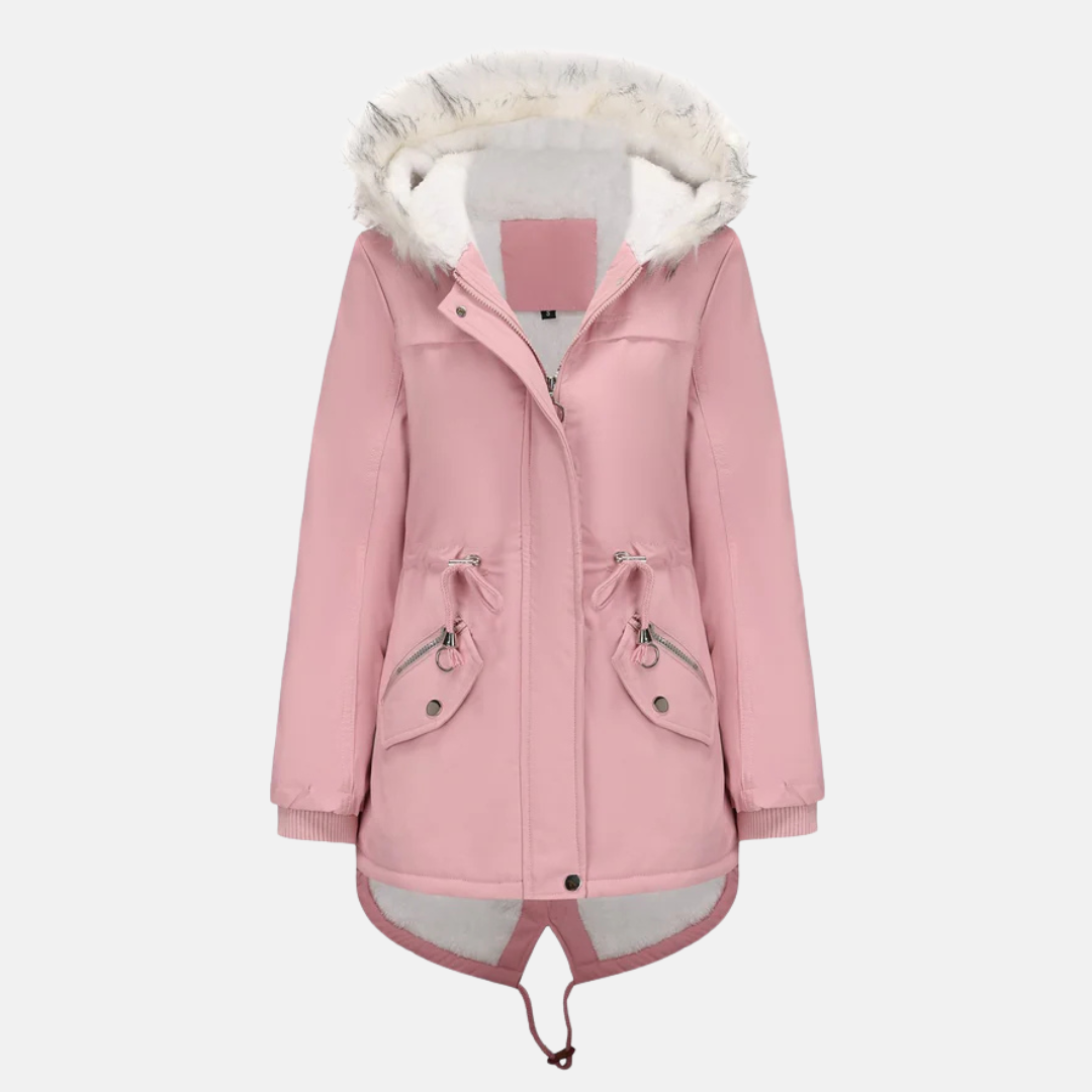 Women’s Parka Jacket – Tailored Fit – Removable Faux Fur Hood – Weather-Resistant – Mid-Length