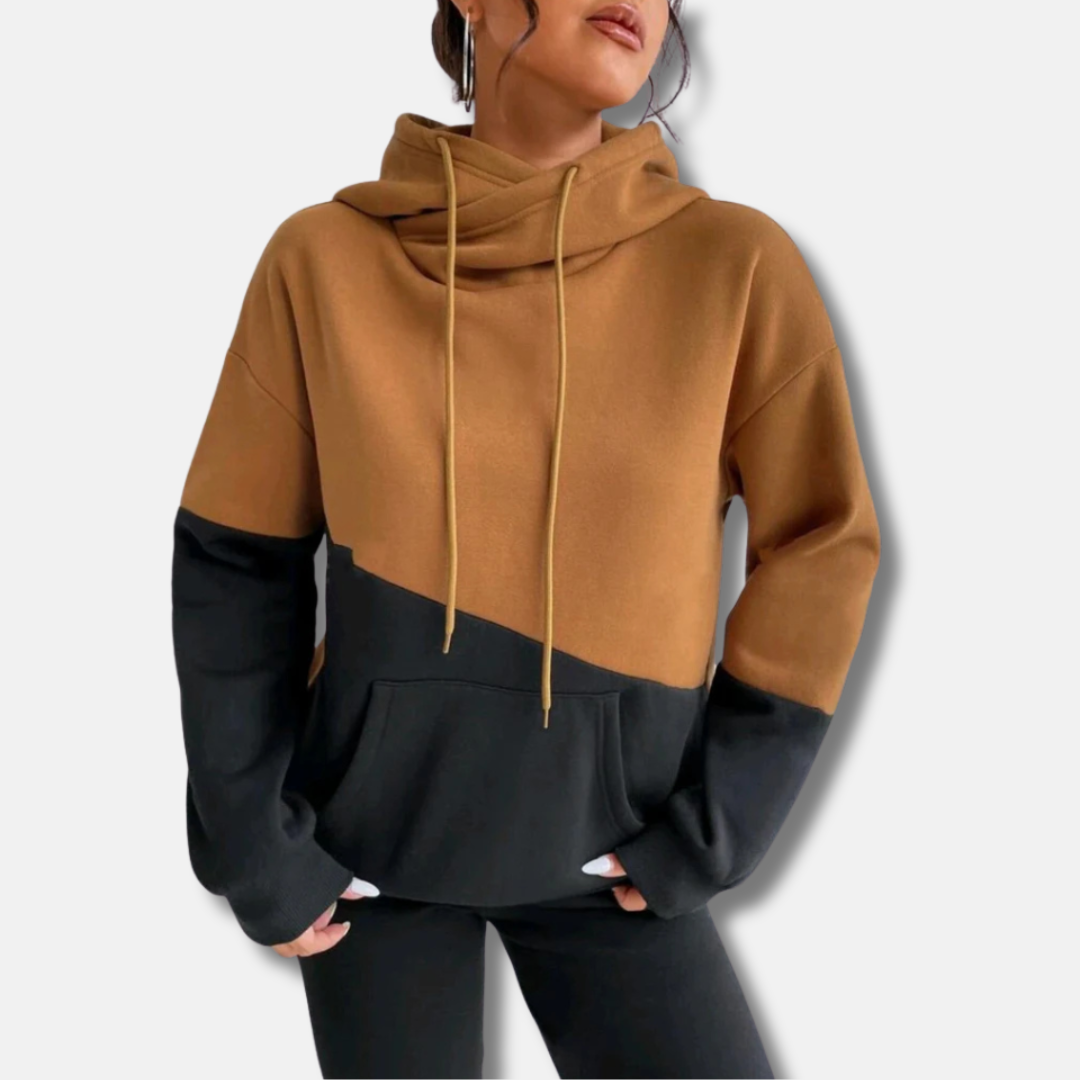Women’s Hoodie – Relaxed Fit – Soft Knit Fabric – Colorblock – Kangaroo Pocket