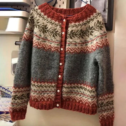 Nordic Women's Cardigan Fair Isle Knit Pattern Cozy Warmth Layering Essential For Women