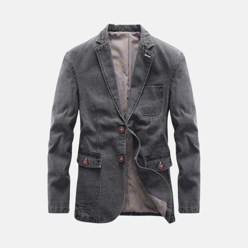 Men's Cotton Blend Blazer Tailored Semi Slim Fit Notched Lapel Patch Pockets For Smart Casual Style